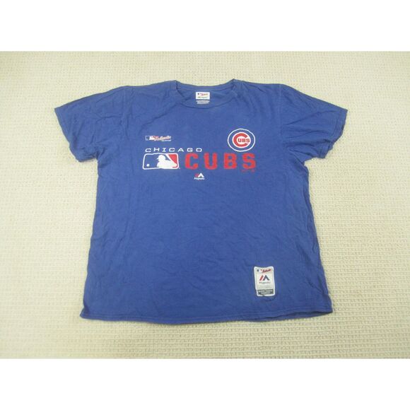 Majestic Other - Chicago Cubs Shirt Mens Large Blue MLB Baseball Crew Neck Graphic Print